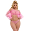 Комплект Star Night Elegant Ruffle Mesh Lingerie Set, розовый: топ + трусики-стринги - Фото №1