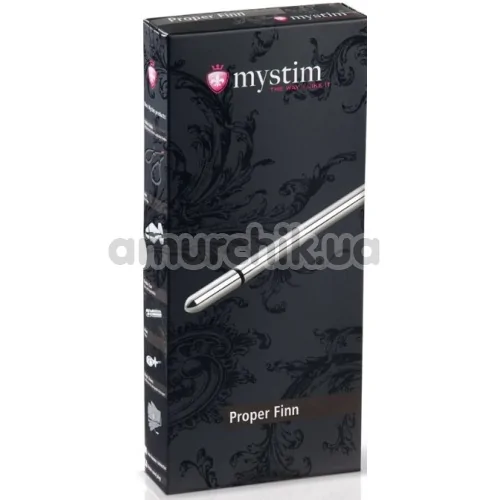 Уретральная вставка с электростимуляцией Mystim Proper Finn, серебряная