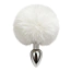 Анальна пробка з білим хвостиком DS Fetish Metal Plug With Bunny Tail, срібна - Фото №1