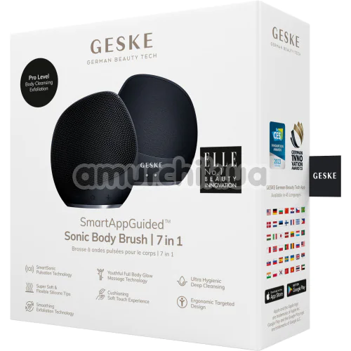 Ультразвуковая щетка для тела Geske Sonic Body Brush 7 in 1, черная