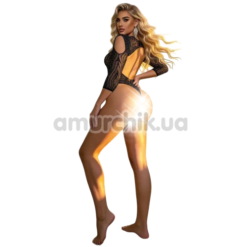 Боди Star Night Zebra Mesh Rhinestone Bodysuit, черное