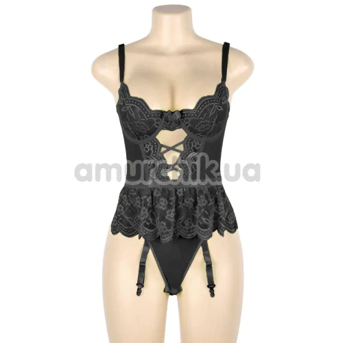 Боди с подвязками Star Night Lace Teddy With Garters, черное