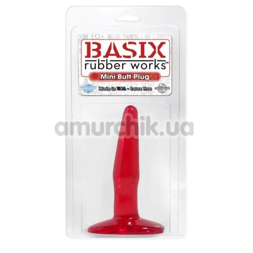 Анальная пробка Basix Rubber Works Mini Butt Plug, красная