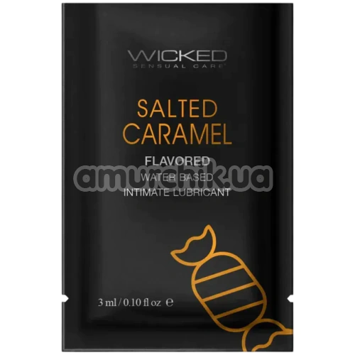 Оральний лубрикант Wicked Aqua Salted Caramel - солона карамель, 3 мл - Фото №1