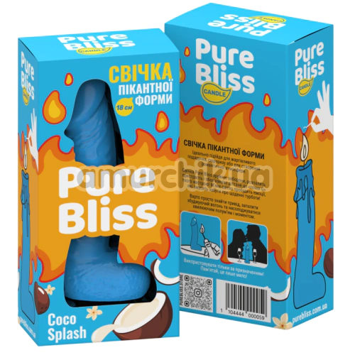 Свічка у вигляді пеніса Pure Big Small Coco Splash - кокос, блакитна