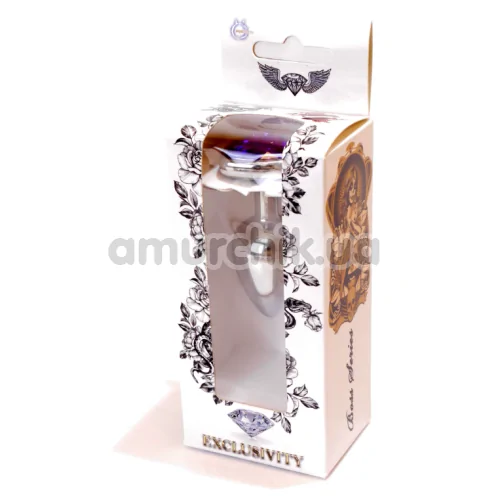 Анальна пробка з фіолетовим кристалом Exclusivity Jewellery Silver Heart Plug, срібна