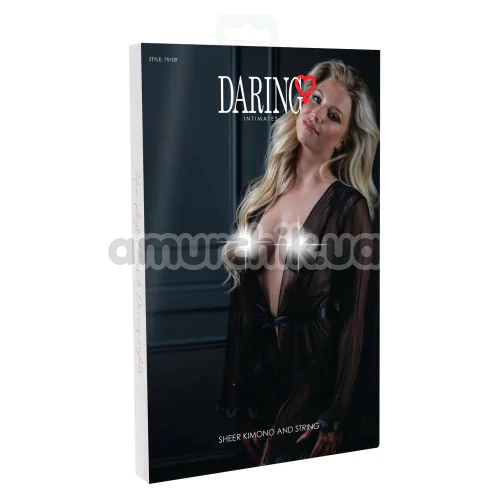 Комплект Daring Intimates Sheer Kimono and String, черный: пеньюар + трусики-стринги