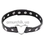 Ошейник DS Fetish Collar With Heart с металлическими вставками, черный - Фото №1