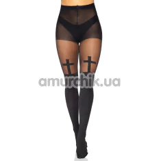 Колготки Leg Avenue Bless Me Cross Tights, черные - Фото №1