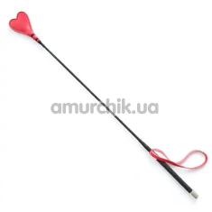 Стек у вигляді сердечка DS Fetish Crop Heart Red Leather, червоний - Фото №1