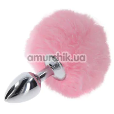 Анальна пробка з рожевим хвостиком Taboom Bunnytail Butt Plug, срібна - Фото №1
