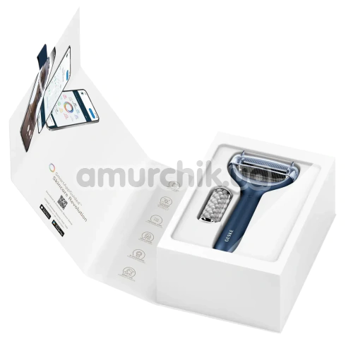 Массажер-роллер для лица и тела с микроиглами Geske MicroNeedle Face & Body Roller 8 in 1, синий