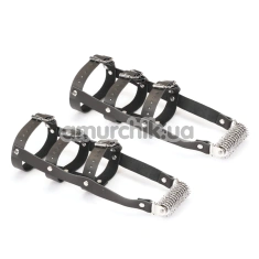 Гартери для ніг зі шпорами Liebe Seele High Heel Ankle Harness, чорно-срібні - Фото №1