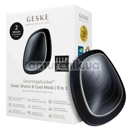 Ультразвуковой массажер-маска для лица Geske Sonic Warm & Cool Mask 9 in 1, черный