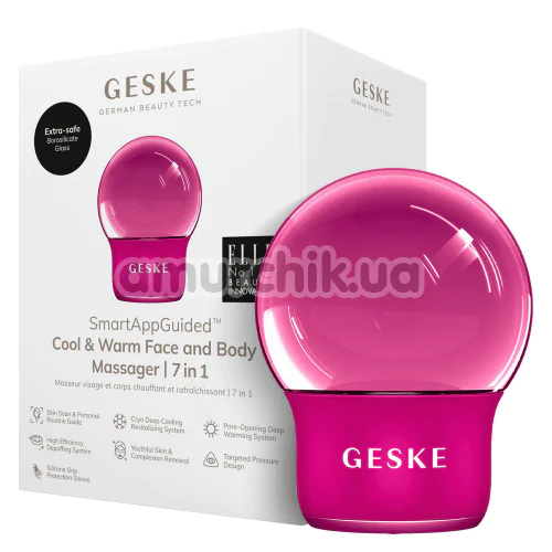 Масажер для обличчя та тіла Geske Cool & Warm Face and Body Massager 7 in 1, яскраво-рожевий