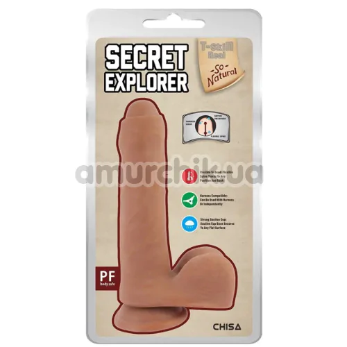 Фаллоимитатор T-skin ReaL Secret Explorer, светло-коричневый