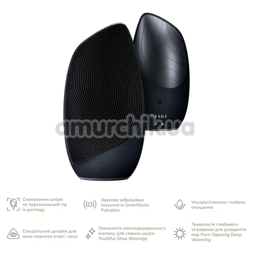 Ультразвуковая щетка для лица Geske Sonic Thermo Facial Brush 6 in 1, черная