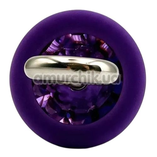 Анальная пробка с фиолетовым кристаллом Alume Silicone Hook Plug S, фиолетовая