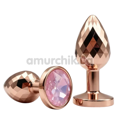 Анальная пробка с розовым кристаллом Alume Metal Textured Plug S, золотая