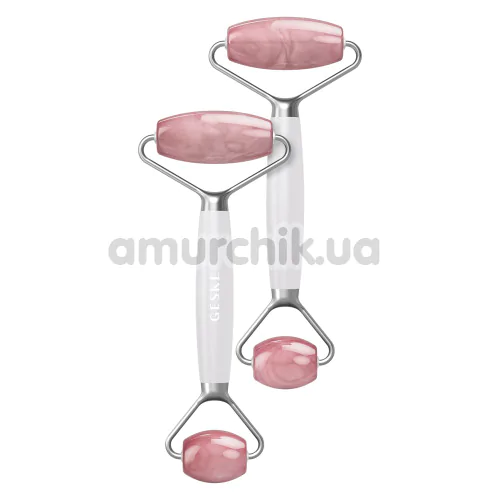 Роликовый массажер Geske Rose Quartz Face & Body Roller 5 in 1, белый