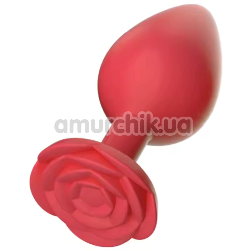 Анальная пробка Rose Shape Silicone Anal Plug Medium, красная - Фото №1