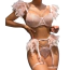 Комплект Star Night Sensual Feather & Chains, розовый: бюстгальтер + трусики-стринги + пояс для чулок + гартеры - Фото №7