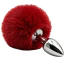 Анальна пробка з червоним хвостиком DS Fetish Metal Plug With Bunny Tail, срібна - Фото №3