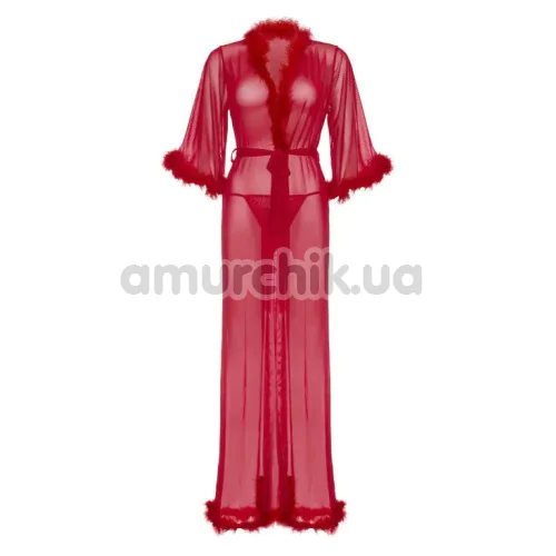 Комплект Leg Avenue Marabou Trimmed, червоний: пеньюар + трусики-стрінги