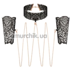 Бондажный набор Rosy Gold Nouveau Lace Cuffs And Collar, черный - Фото №1