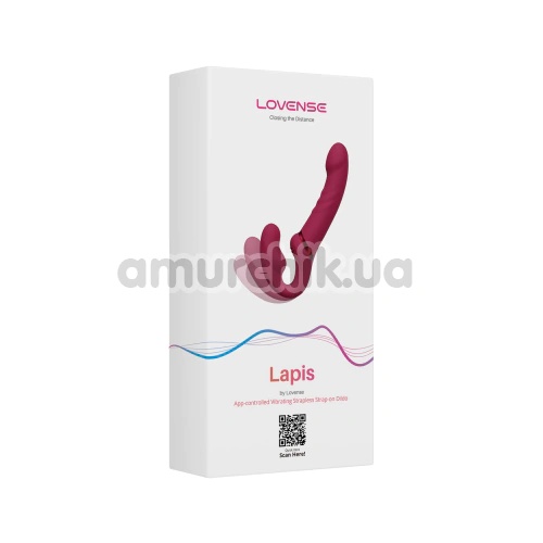 Безремневой страпон с вибрацией Lovense Lapis, розовый