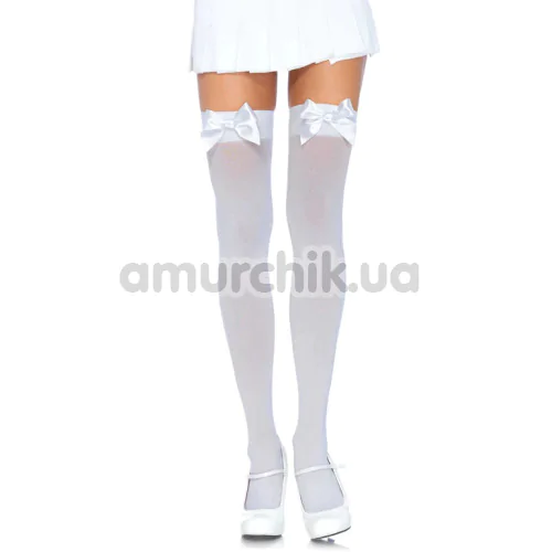 Панчохи з білим бантиком Nylon Thigh Highs With Bow, білі