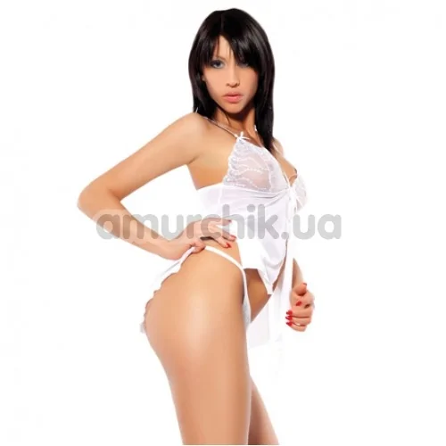 Комплект Hot Nights White: пеньюар + трусики-стрінги (модель ERL300007) - Фото №1