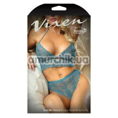 Комплект Vixen Teal Me About It, блакитний: бюстгальтер + трусики-стрінги - Фото №1