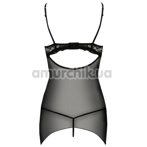 Комплект Passion Free Your Senses Veronique Chemise, черный: пеньюар + трусики-стринги