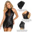 Платье Star Night Wetlook Leather Sexy Mini Dress, черное - Фото №11