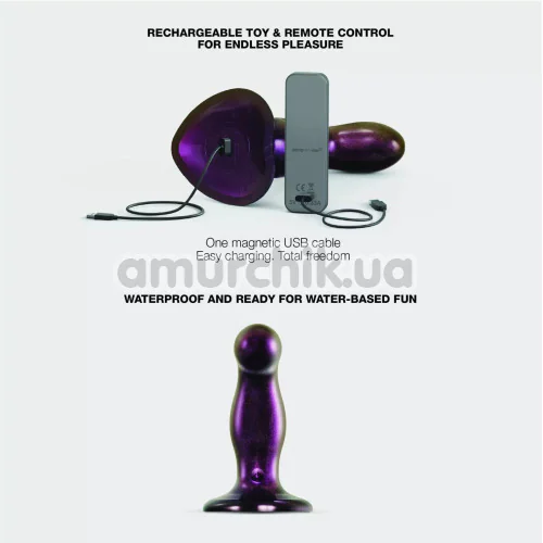 Вібратор для точки G Strap-On-Me Fingering & Vibrating Dildo M, фіолетовий