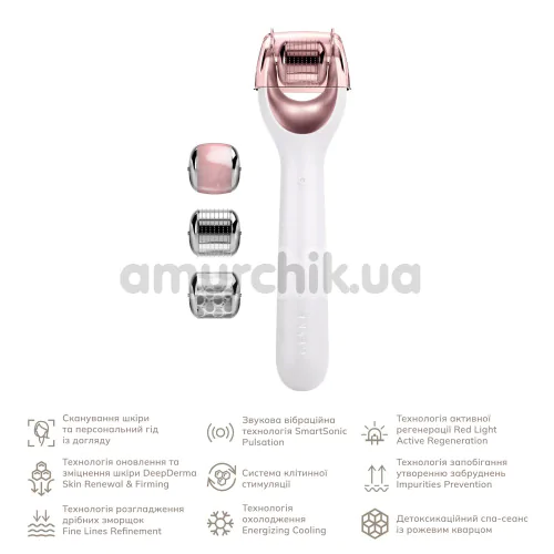Массажер-роллер для лица с микроиглами Geske MicroNeedle Face Roller 9 in 1, кремовый