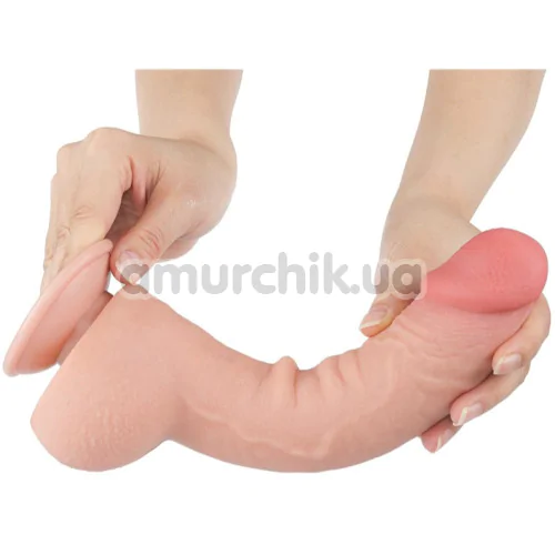 Фаллоимитатор Sliding-Skin Dual Layer Dong 9.5 с мошонкой, телесный
