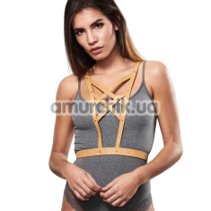 Портупея Bijoux Indiscrets Maze Cross Cleavage Harness, бежева - Фото №1
