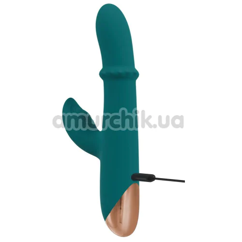 Вибратор с пульсацией Thumping Rabbit Vibrator, зеленый