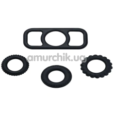 Набір ерекційних кілець Alume 4 Cock Ring Set, чорний - Фото №1