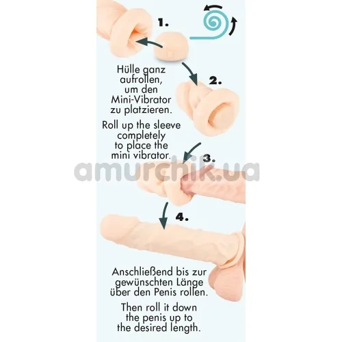 Вибронасадка на пенис Silicone Extension Vibrating, телесная