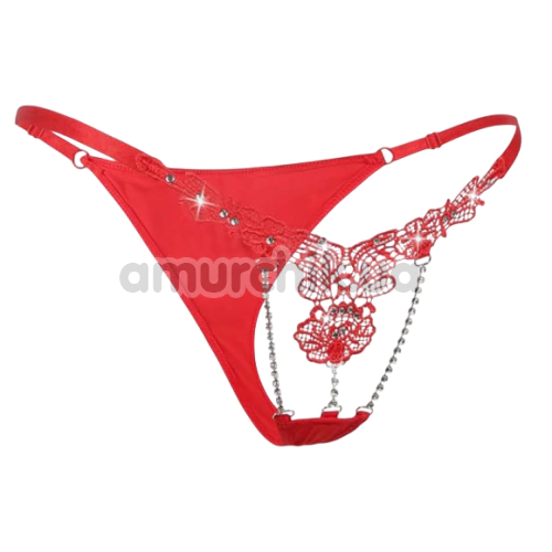 Трусики-стрінги Star Night Floral And Rhinestone G-Strings, червоні