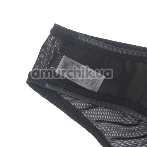 Трусики Star Night Wetlook Zipper Panties, чорні