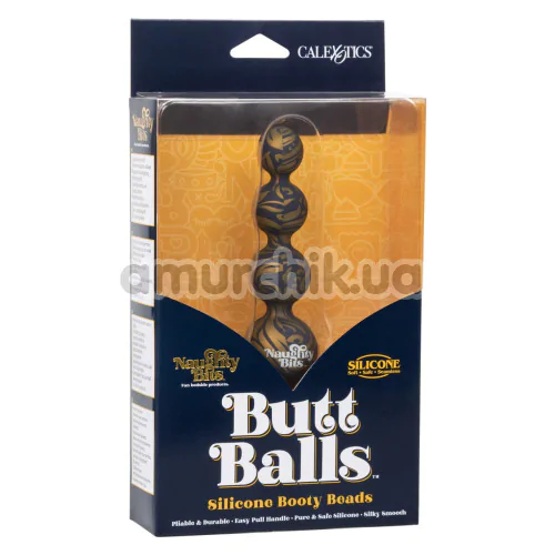 Анальная цепочка Naughty Bits Silicone Booty Beads, черно-золотая