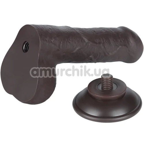 Фаллоимитатор Sliding-Skin Dual Layer Dong 7 с закрытой головкой, коричневый