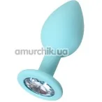 Анальная пробка с прозрачным кристаллом ToDo Anal Plug Brilliant S, бирюзовая - Фото №1