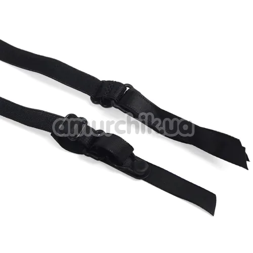 Комплект Star Night Tender Bow Mesh Garter Belt, чорний: пояс для панчіх + трусики-стрінги