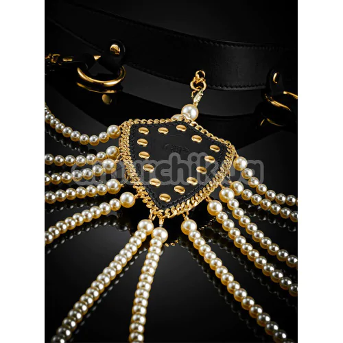 Портупея Guilty Pleasure Pearl Pleasure Collar, чорно-золота