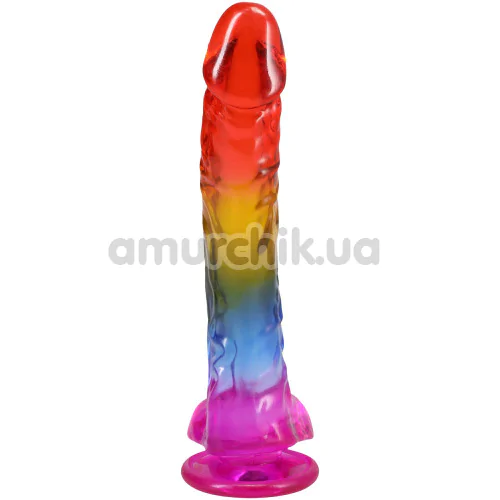 Фалоімітатор Doc Johnson Crystal Jellies Realistic Cock With Balls 9.5, мультикольоровий